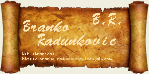 Branko Radunković vizit kartica